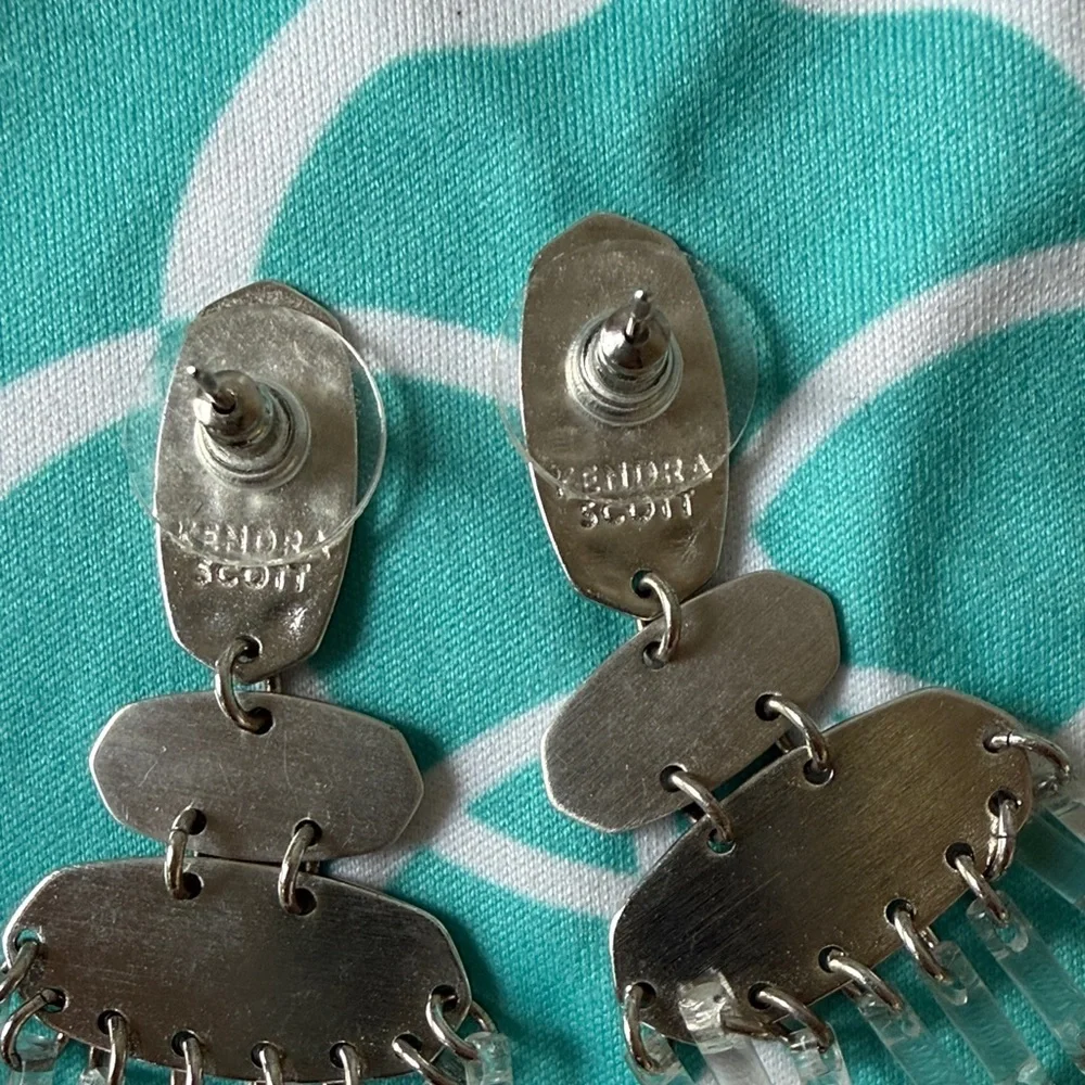 Kendra Scott Silver sister Chandelier Drop Earrings with Light Lilac Accents - Picture 3 of 3